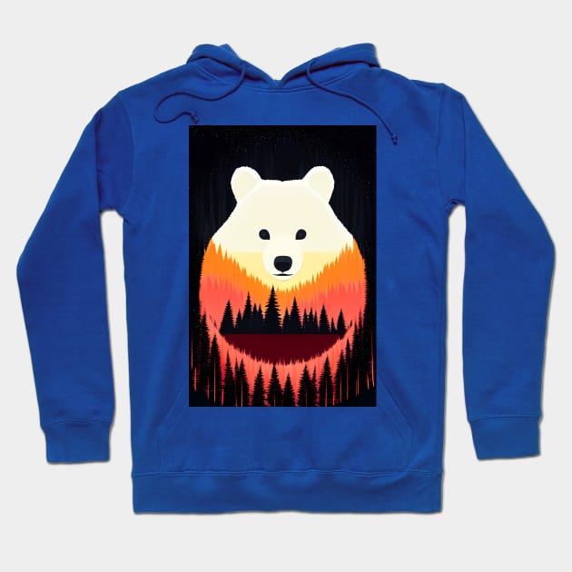 Nighttime Forest Bears - beautiful abstract painting of kawaii cute bears in a colorful night forest, outdoor nature anime cartoon style of rainbow color cyan, pink, red, blue, yellow, green. Hoodie by My Pet Ate My Paintbrush